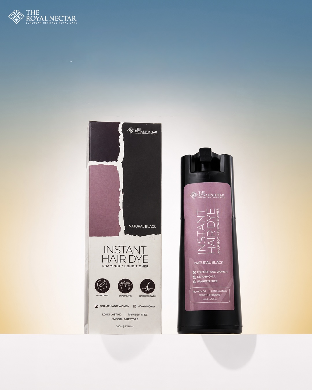 Royal Nectar Instant Hair Dye Shampoo & Conditioner ( Natural Black ) - Image 4