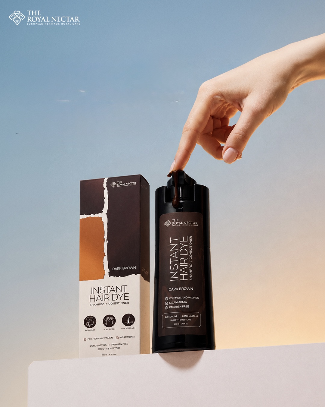 Royal Nectar Instant Hair Dye Shampoo & Conditioner ( Dark Brown ) - Image 4