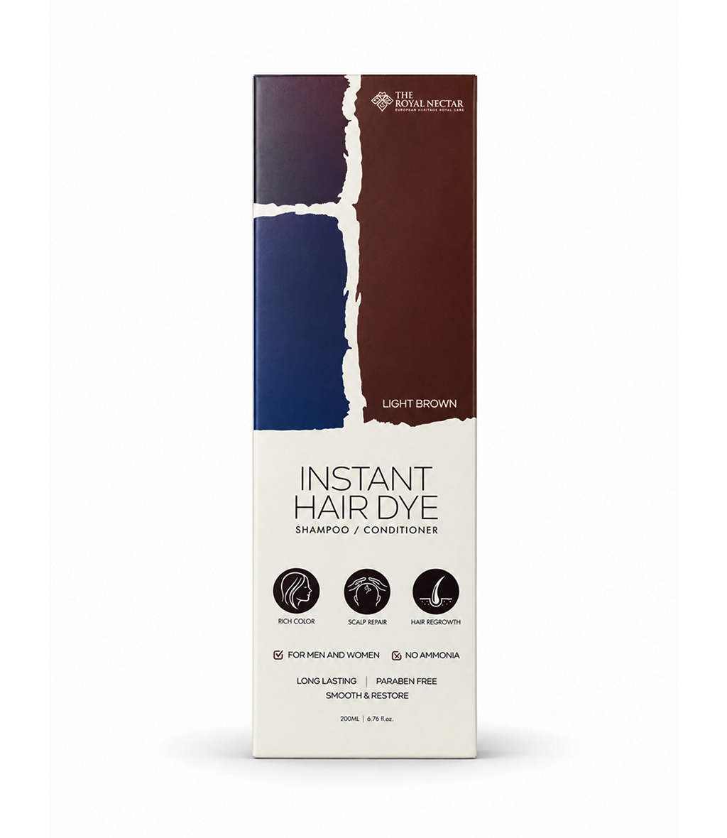 Royal Nectar Instant Hair Dye Shampoo & Conditioner ( Light Brown )